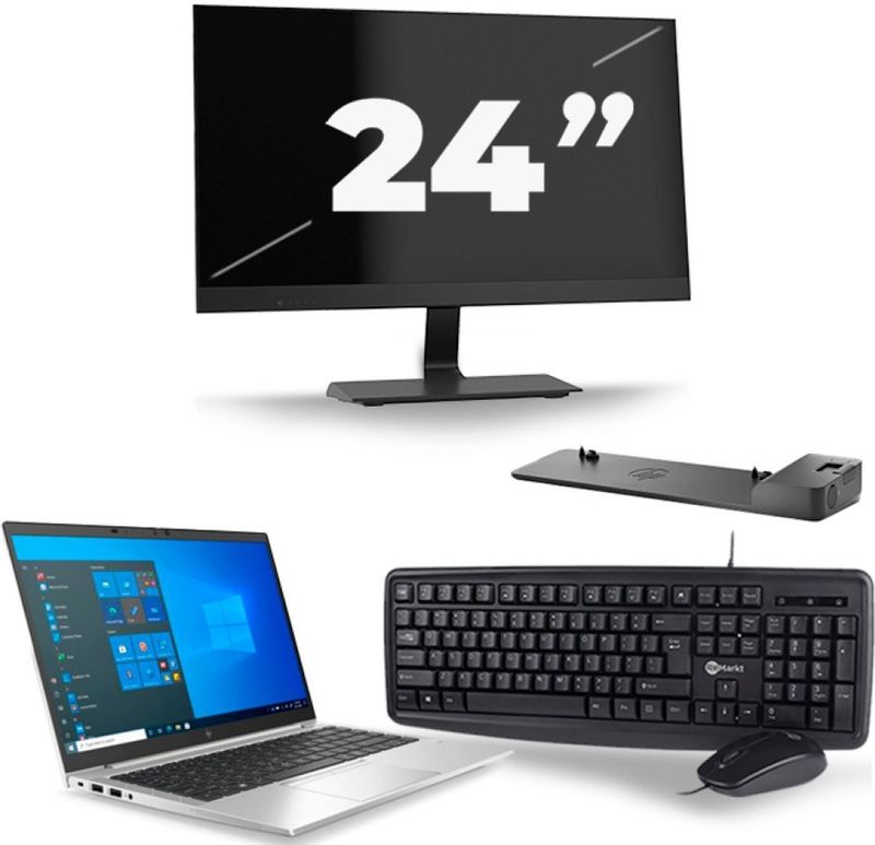 HP EliteBook 840 G8 - Intel Core i7-11e Generatie - 14 inch - 16GB RAM - 256GB SSD - Windows 11 + 1x 24 inch Monitor Nette Staat