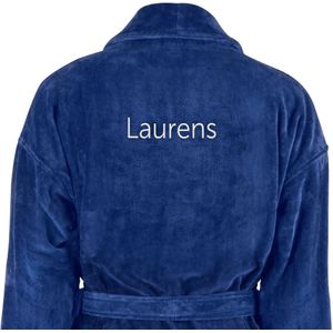 Heren badjas borduren - Donkerblauw - S/M