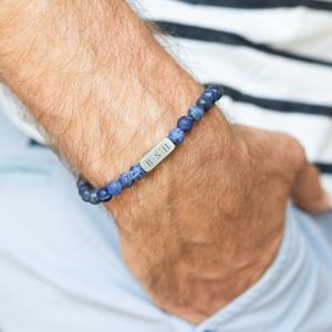 Edelsteen armband graveren - Blauw - S