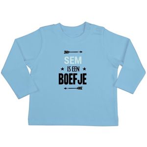 Baby shirt bedrukken - Lange mouw - Babyblauw - 50/56
