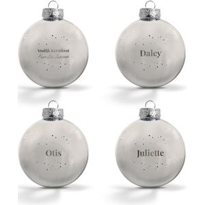 Kerstbal met naam - Zilver - 4 stuks