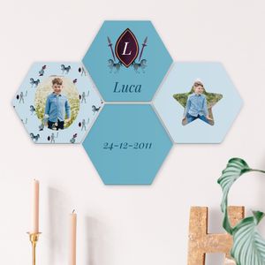 Wandpanelen met foto of naam - Hexagon - 4 stuks