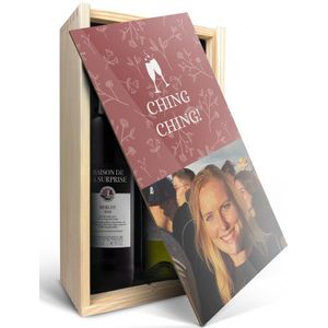Wijnpakket in bedrukte kist - Maison de la Surprise - Merlot en Sauvignon Blanc