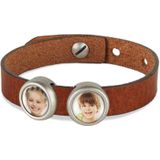 Slider armband met foto - Bruin - 2 foto's