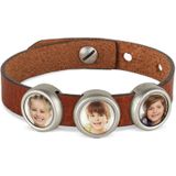 Slider armband met foto - Bruin - 3 foto's