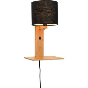 Wandlamp Andes - Bamboe/Zwart - 19x24x36cm
