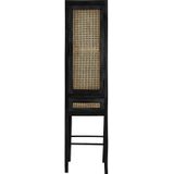 Wandkast Nipas - Zwart hout/Rotan Naturel - 45 x 40 x 180 cm