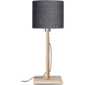 Tafellamp Fuji - Donkergrijs/Bamboe - Ø18cm
