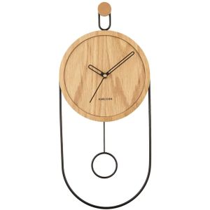 Wall Clock Swing Pendulum Light Wood Veneer