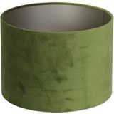 Light & Living Cilinder Lampenkap Velours - Olive Green - 30x21cm - Voor Tafellampe - Hanglampen