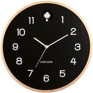 Wall clock Natural Cuckoo birch wood black