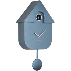 Karlsson Koekoeksklok Modern Cuckoo Metallic - Blauw - 21.5x8.5x41cm - Wandklok Scandinavisch