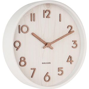 Wandklok Pure - Wit lindehout - Small - Ø22cm