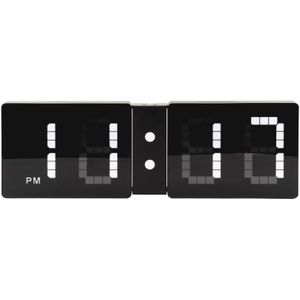 Wall Clock LED Look Flip Black