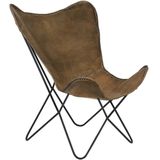 Stoel 75x87x86 cm BUTTERFLY leer donker bruin