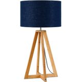 Tafellamp Everest - Blauw/Bamboe - Ø32cm