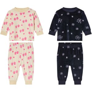 lupilu® Baby Velours-Pyjama, mit Schulterknöpfung