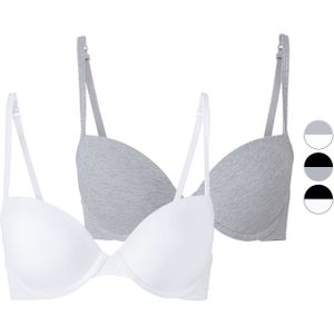 esmara® Damen Bügel BH, 2 Stück, mit hohem Baumwollanteil