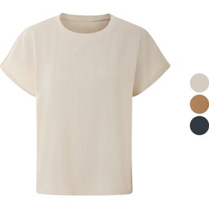 esmara® Damen-T-Shirt mit Crinkle-Optik Crinkle-T-Shirt für Damen Damen-Crinkle-Shirt