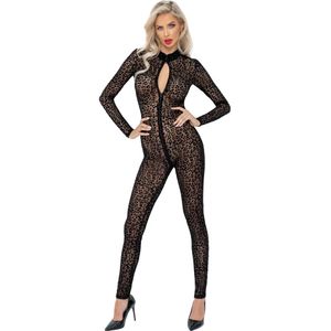 Noir Handmade Leo-Look Catsuit - Zwart