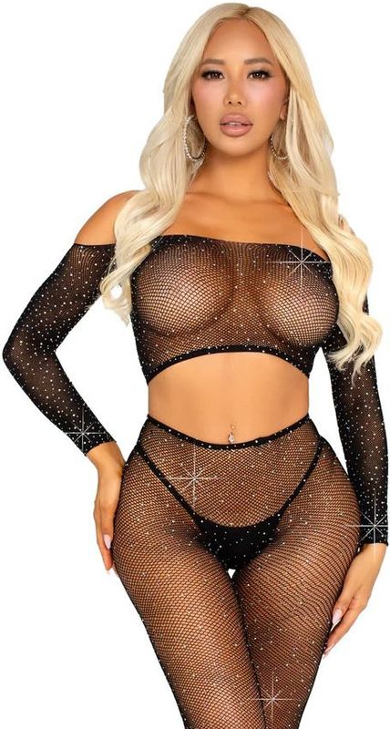 Leg Avenue Crop Top en Legging - Zwart