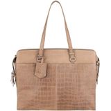 Burkely Dames Leren Laptoptas 15 6 inch Croco Caia Taupe
