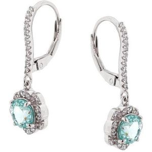 Golders Paar Ohrhänger aus 925 Silber mit hellblauen Zirkonia (Set, 2-tlg), 925 Sterling Silber Silberschmuck für Damen