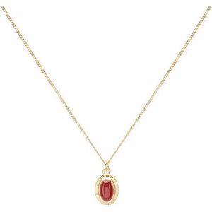 LUUK LIFESTYLE Silberkette roter Onyx, schlichter Onyx Stein Anhänger und 925 Silberkette im Boho Design
