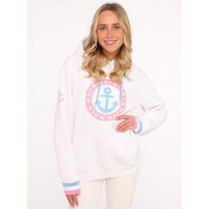 Zwillingsherz Hoodie mit Aufschrift Moin und Anker in Neonfarben