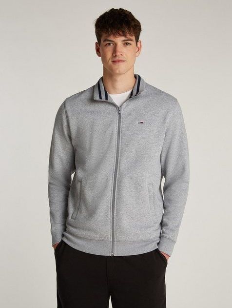 Tommy Jeans Sweatjacke TJM REG FLEECE ZIP THRU EXT mit Logostickerei