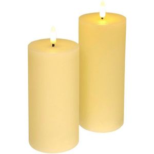 I.GE.A. LED-Kerze LED Echtwachskerze 2er Set (2-tlg), Mit Timer Flackernd Stumpenkerze Adventskerzen Adventskranz