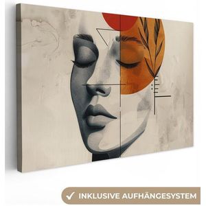 OneMillionCanvasses® Leinwandbild Gesicht - Kreise - Kunst - Modern, Fotodruck (1 St), Leinwand Bilder Klein, Wand Dekoration Aesthetic 30x20 cm