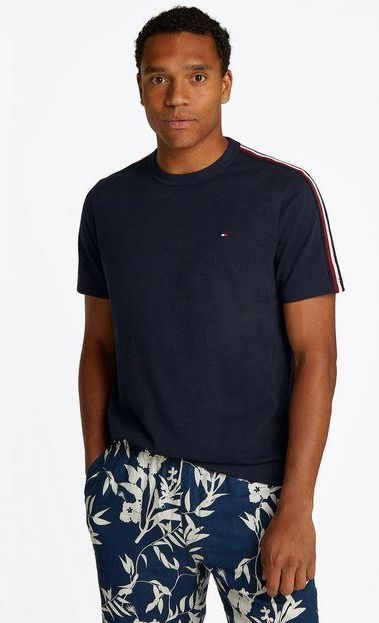 Tommy Hilfiger Kurzarmshirt GLOBAL STRIPE TAPE TEE Mit Rundhalsausschnitt
