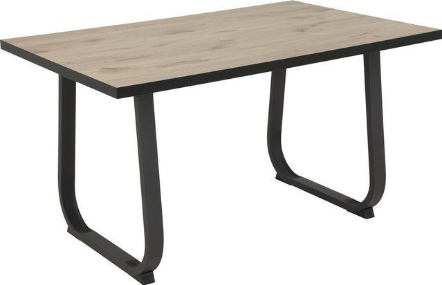 HELA Essgruppe RUHR, (4-tlg), Kufentisch 140x90 cm, Schwingstuhl und Bank mit Federkorb, Komfortsitz