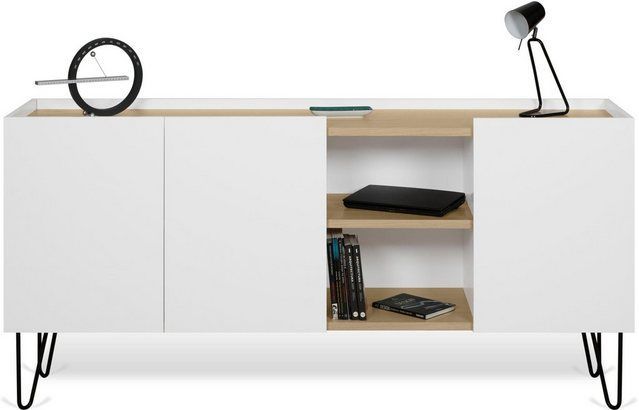 TemaHome Sideboard Nina, Kommode, schwarz lackiertes Metallgestell, Breite 180 cm