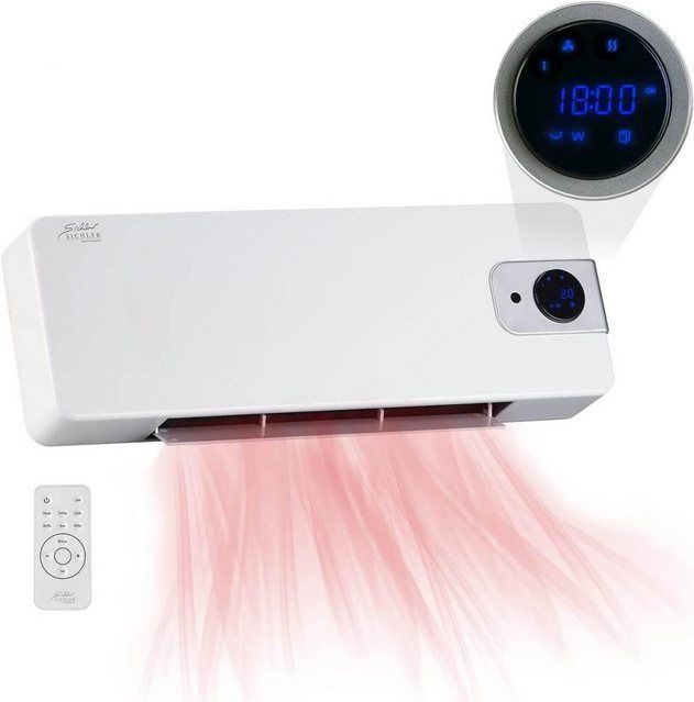 Sichler Keramikheizlüfter Keramik Wandheizlüfter LV-820.w mit digitalem Thermostat, 2.000 W