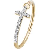 Firetti Fingerring Schmuck Geschenk Gold 585 Goldring Shiny Cross Kreuz, mit Brillanten