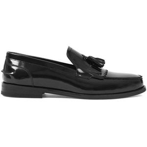 Celal Gültekin Herren Lackleder Slipper – Elegante Loafer mit Fransen Loafer Herren Lackleder Loafer in Schwarz mit Fransen-Design