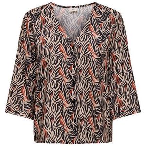 JACQUELINE de YONG Blusenshirt Designmuster Blusenshirt mit V-Ausschnitt und Drei-Viertel-Ärmeln JDYTIGER CAPOTE 3/4 TOP WVN