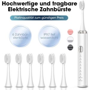 BANLVS Elektrische Zahnbürste 2025 Elektrische Zahnbürste Schallzahnbürste für Erwachsene und Kinder, Aufsteckbürsten: 6 St., IPX7 wasserdicht 8 Modi zur Reinigung aller Bereiche des Mundes, 6 Zahnbürstenköpfe 120 Tage Batterielebensdauer Batteriestandsanzeige
