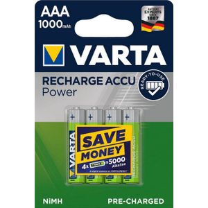 VARTA Power Akku HR03 LR03 Micro AAA NiMH 4er Blister 1000mAh Akku 1000 mAh (1.2 V)