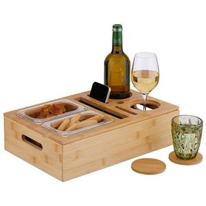 relaxdays Tabletttisch Couchbar aus Bambus