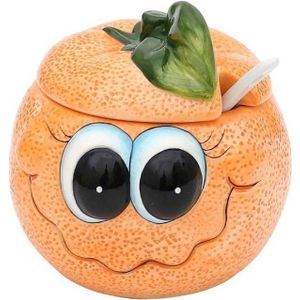 SIGRO Vorratsdose lustige Früchte Zitrone, Orange oder Apfel zur Auswahl, Keramik Orange Zuckerdose ca. 11x10,5x11,5 cm, (1-tlg), Zuckerdose - Dekorationsartikel - Geschenkartikel