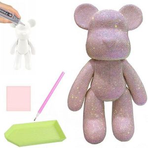 LA CUTE Malen nach Zahlen DIY 5D Rautenstickerei-Set Teddybär Figur mit Diamanten 32 cm (Kreativ-Set mit Rautenstickerei, Teddybär-Figur & Zubehör, DIY-Set für Rautenstickerei, inkl. Zubehör & bunter Kristalle), 5D-Rautenstickerei-Set mit Teddybär-Motiv, funkelnde Diamanten