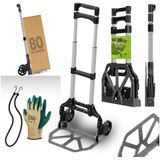 TroniTechnik Sackkarre Transportkarre Handkarre Handwagen, klappbar bis 80kg Tragfähigkeit, (Transportkarre mit rutschfester Transportfläche und Tragegriff, BxTxH 39x40x100cm mit Spanngummiseil für sicheren Transport), faltbar, Transportkarre, mit verstellbaren Griff