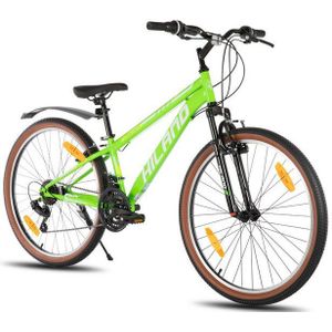 HILAND Mountainbike 26 Zoll Robustes bike für Damen Herren Jugend mit Federung, 21-Gang Hardtail MTB Mit Rahmen aus hochfestem Stahl, V-Bremse