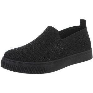 Ital-Design Damen Low-Top Freizeit Slipper (88843614) Flach Sneakers Low in Schwarz