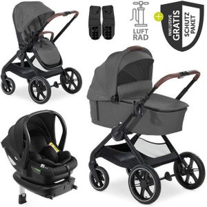 Hauck Kombi-Kinderwagen Walk N Care Air Trio Set - Dark Grey, 3in1 Kinderwagen Buggy mit Babyschale, Babywanne, Sportsitz & Zubehör