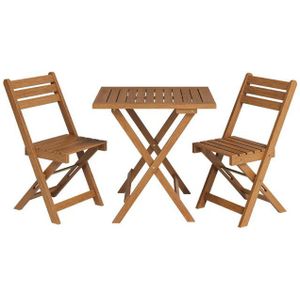 STEELSØN Balkonset Lystra, (3-tlg. Sitzgruppe mit 2x Stuhl und 1x Tisch), klappbar, Massivholz Akazie geölt, wetterfest für 2 Personen
