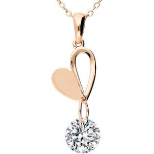 LÖB Kette mit Anhänger Halskette Herz Zirkonia Stein Anhänger Kette Herzanhänger Roségold (Geschenke für Frauen Beste Freundin Mutter Mama Damen zum Geburtstag Ostern Muttertag Muttertagsgeschenk, Inkl. Schmuckbox), Damen Herzkette Rose Gold vergoldet Herzchen Glitzer Steinanhänger